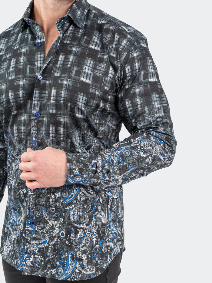 Maceoo Stretch Shirt | Fibonacci PaisleyBlue Black