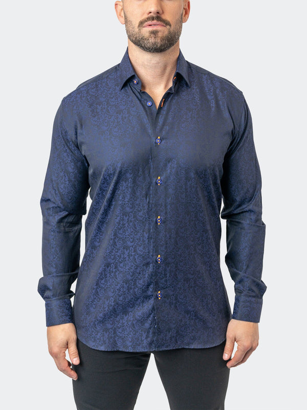 Maceoo Stretch Shirt | Fibonacci PaisleyRoyal Navy