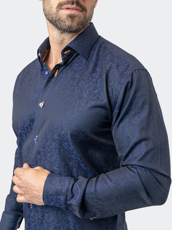 Maceoo Stretch Shirt | Fibonacci PaisleyRoyal Navy