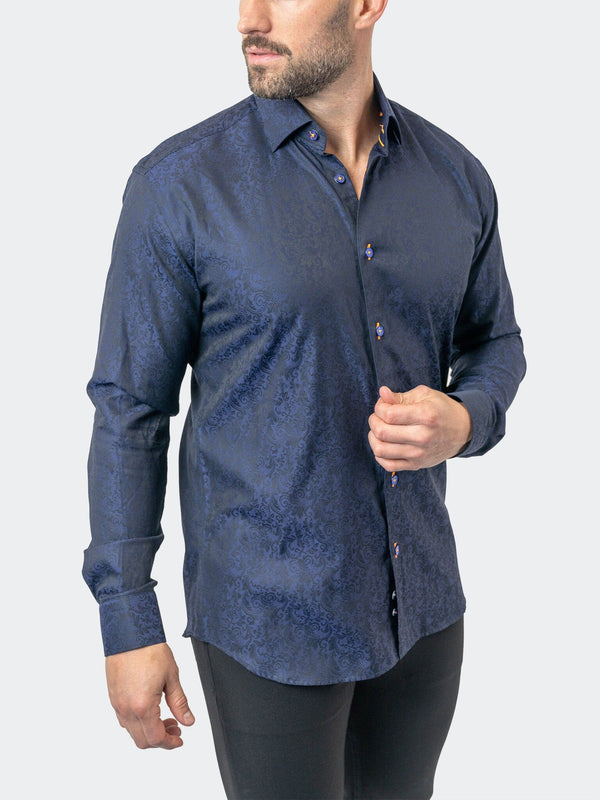 Maceoo Stretch Shirt | Fibonacci PaisleyRoyal Navy