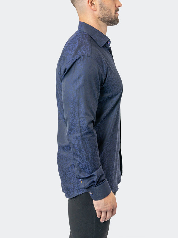 Maceoo Stretch Shirt | Fibonacci PaisleyRoyal Navy