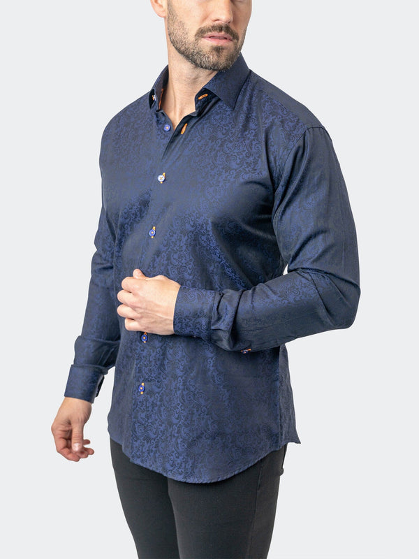 Maceoo Stretch Shirt | Fibonacci PaisleyRoyal Navy