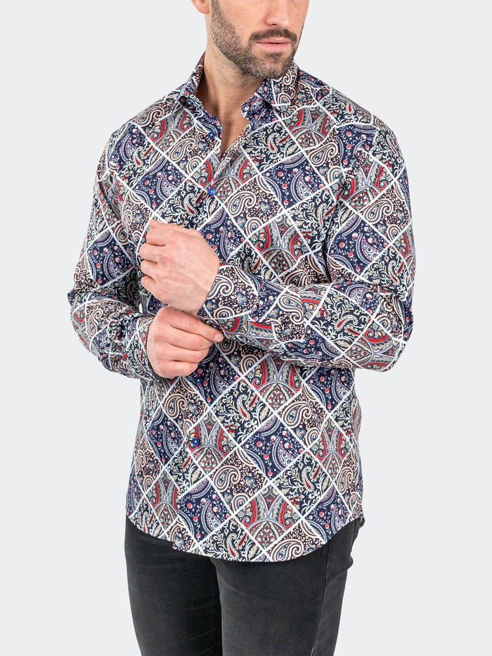 Maceoo Stretch Shirt | Fibonacci PaisleyTiles White