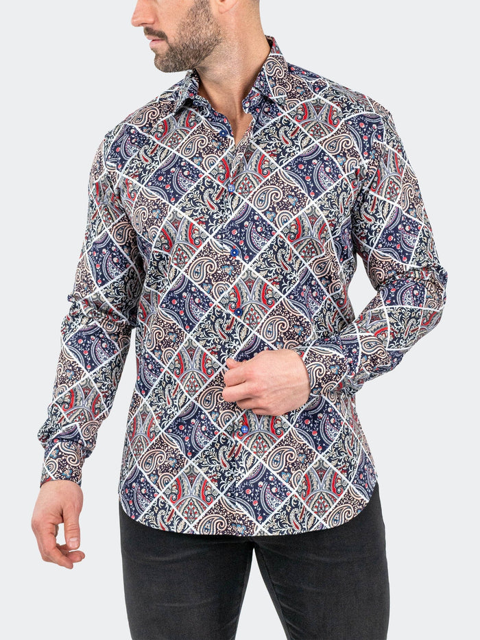 Maceoo Stretch Shirt | Fibonacci PaisleyTiles White