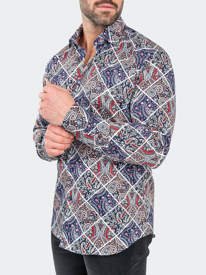 Maceoo Stretch Shirt | Fibonacci PaisleyTiles White