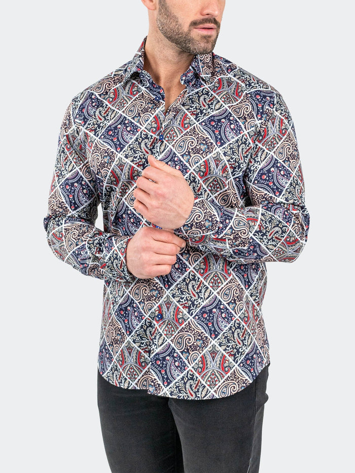 Maceoo Stretch Shirt | Fibonacci PaisleyTiles White