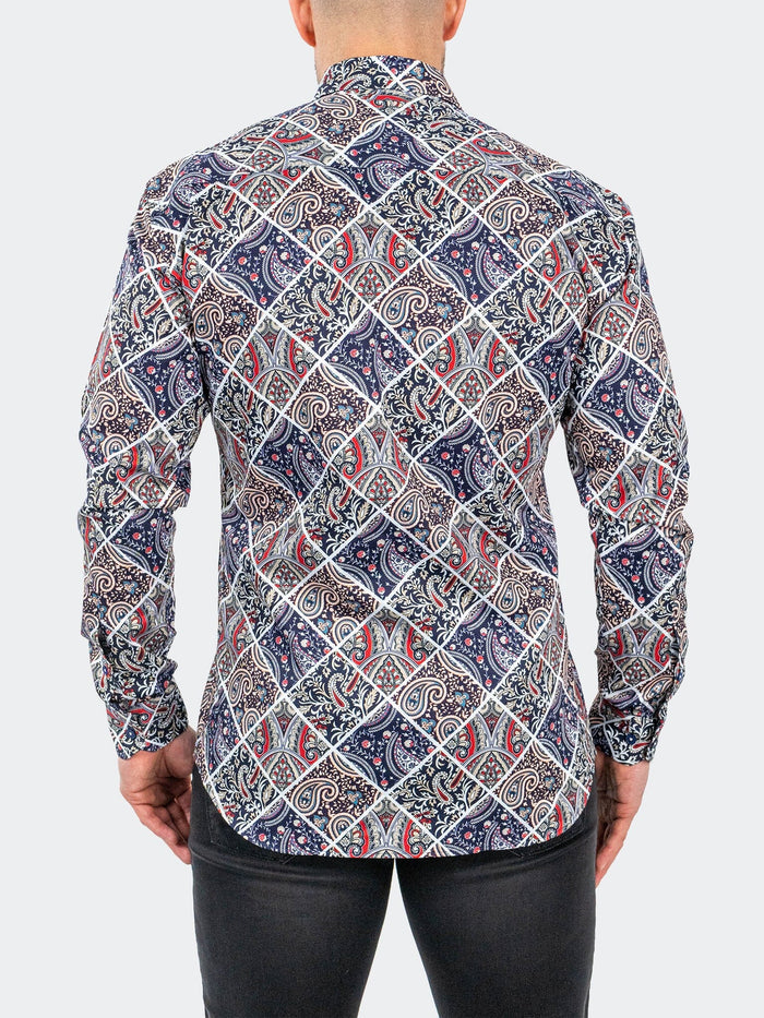 Maceoo Stretch Shirt | Fibonacci PaisleyTiles White