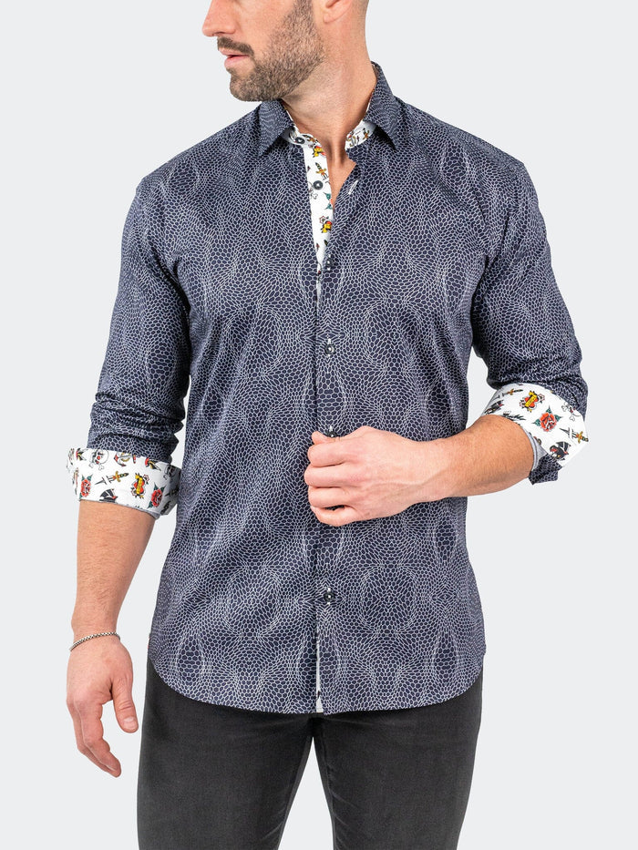 Maceoo Stretch Shirt | Fibonacci Piratenet Navy