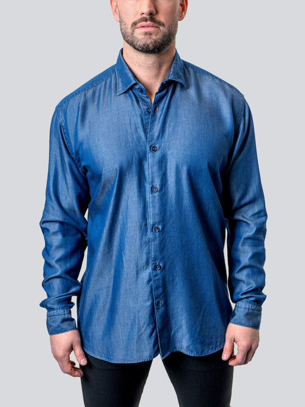 Maceoo Shirt | Fibonacci Shiny Denim Blue