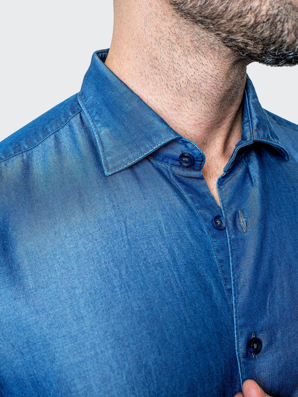 Maceoo Shirt | Fibonacci Shiny Denim Blue