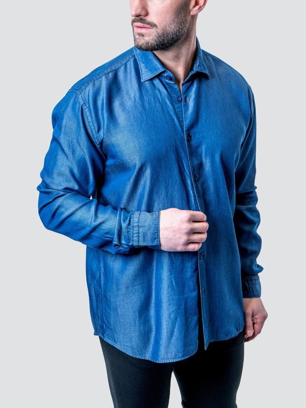 Maceoo Shirt | Fibonacci Shiny Denim Blue