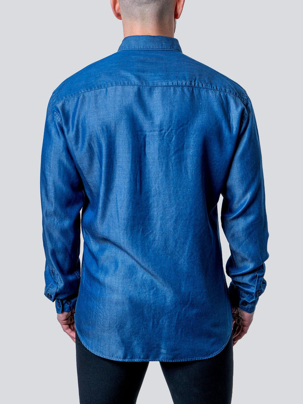 Maceoo Shirt | Fibonacci Shiny Denim Blue