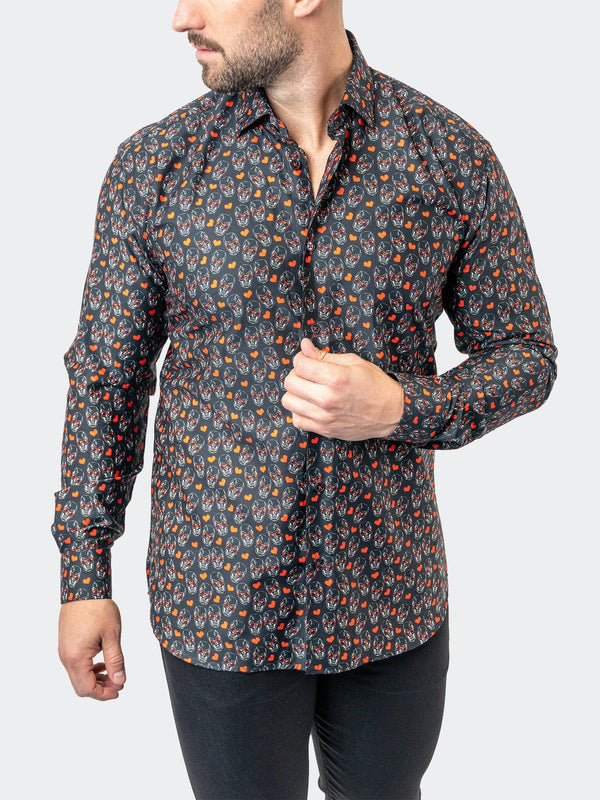 Maceoo Stretch Shirt | Fibonacci Stretch SkullHeart33 Black