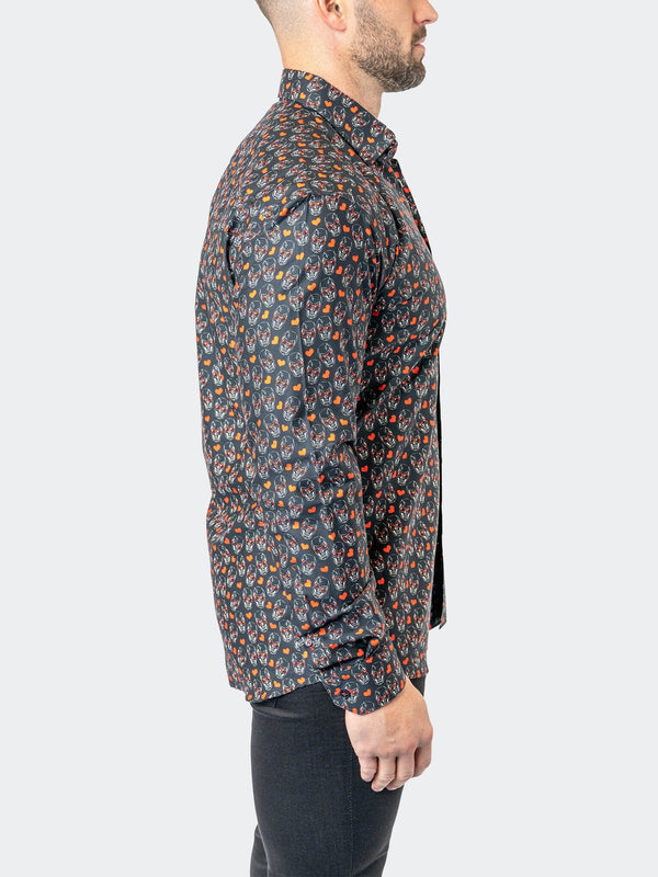 Maceoo Stretch Shirt | Fibonacci Stretch SkullHeart33 Black