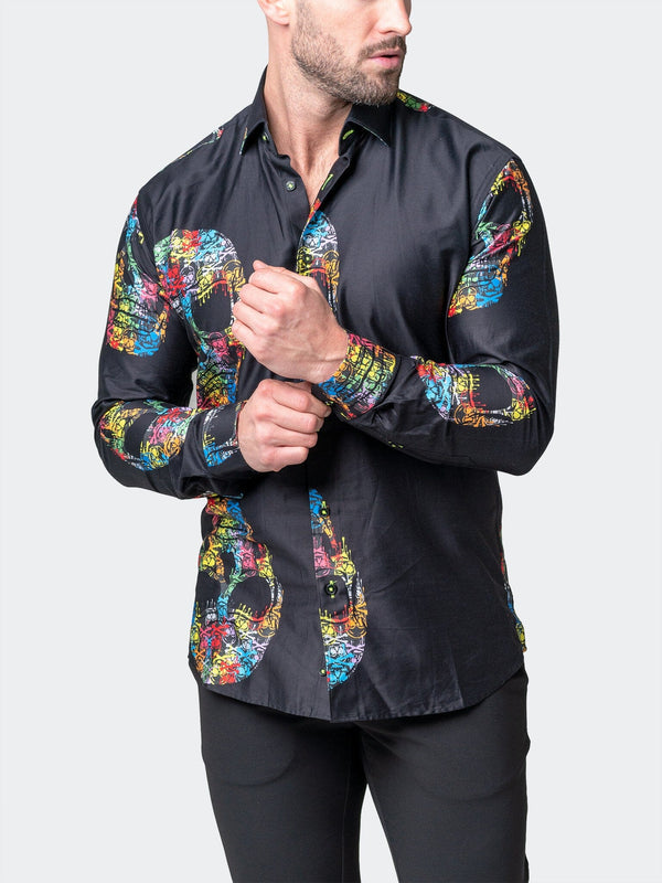 Maceoo Stretch Shirt | Fibonacci SkullMacro Black