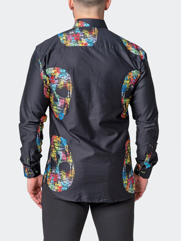 Maceoo Stretch Shirt | Fibonacci SkullMacro Black