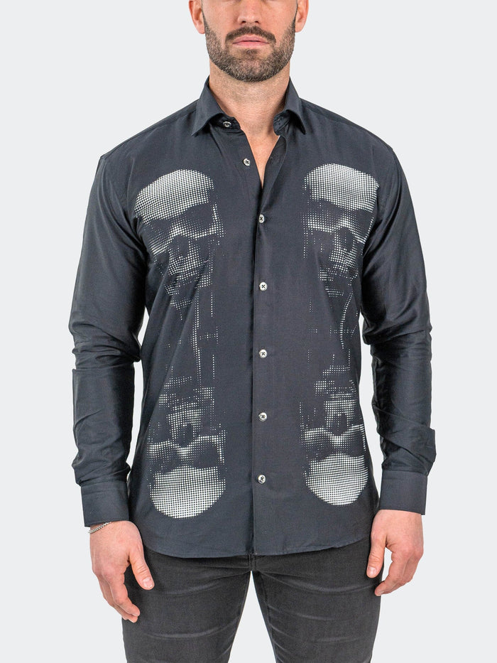 Maceoo Stretch Shirt | Fibonacci SkullMirror Black