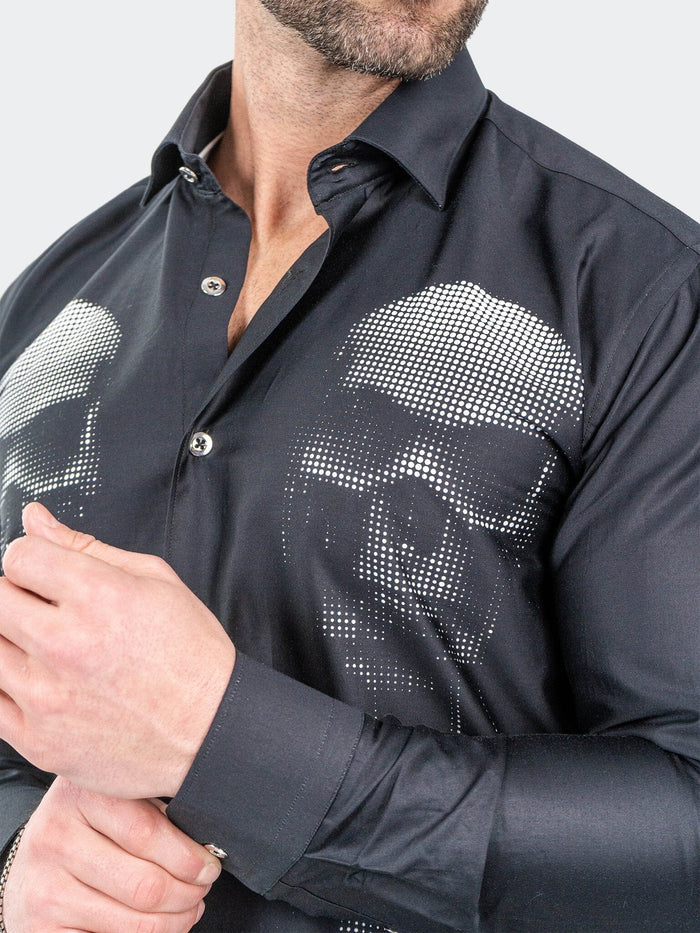 Maceoo Stretch Shirt | Fibonacci SkullMirror Black