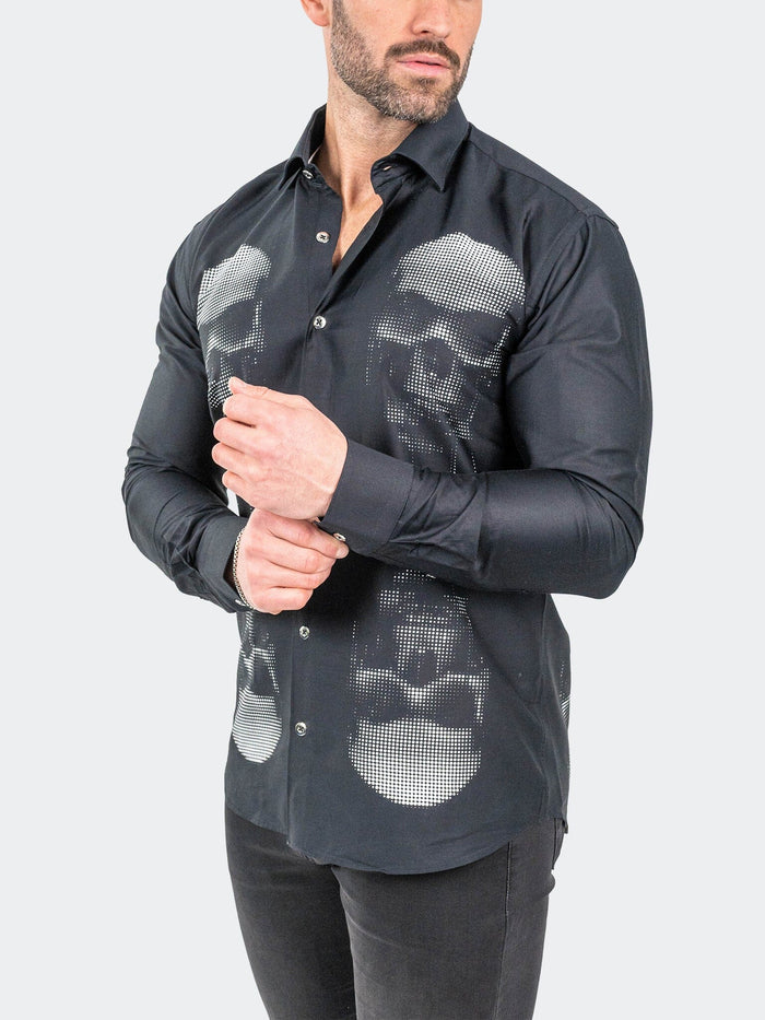 Maceoo Stretch Shirt | Fibonacci SkullMirror Black