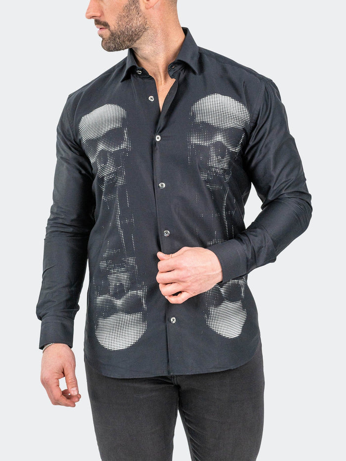 Maceoo Stretch Shirt | Fibonacci SkullMirror Black