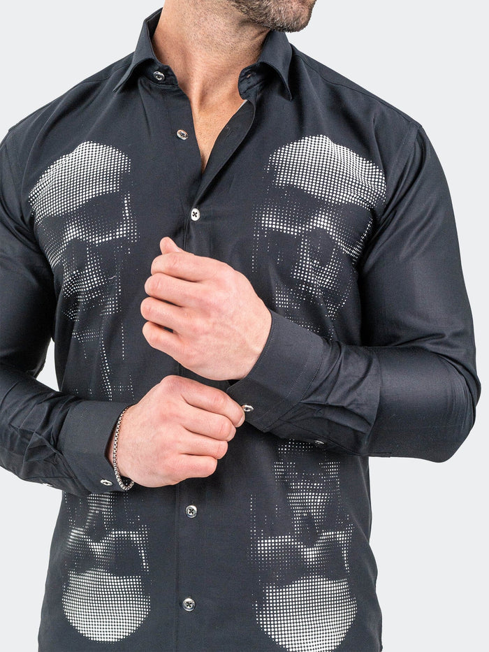 Maceoo Stretch Shirt | Fibonacci SkullMirror Black