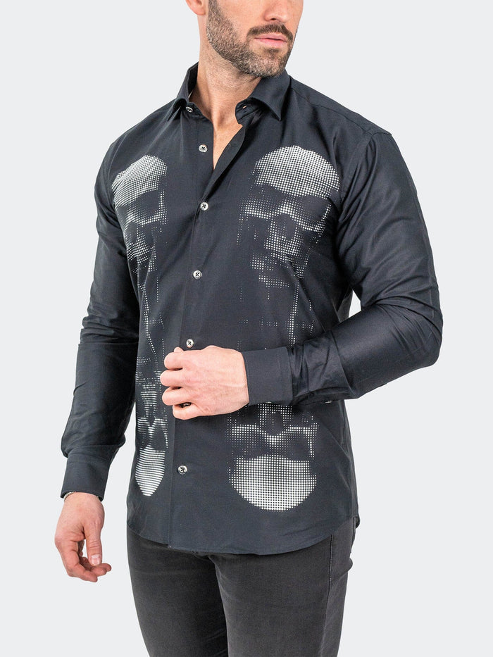 Maceoo Stretch Shirt | Fibonacci SkullMirror Black