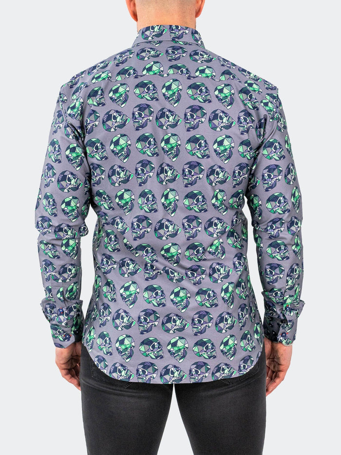 Maceoo Stretch Shirt | Fibonacci SkullPatch Grey