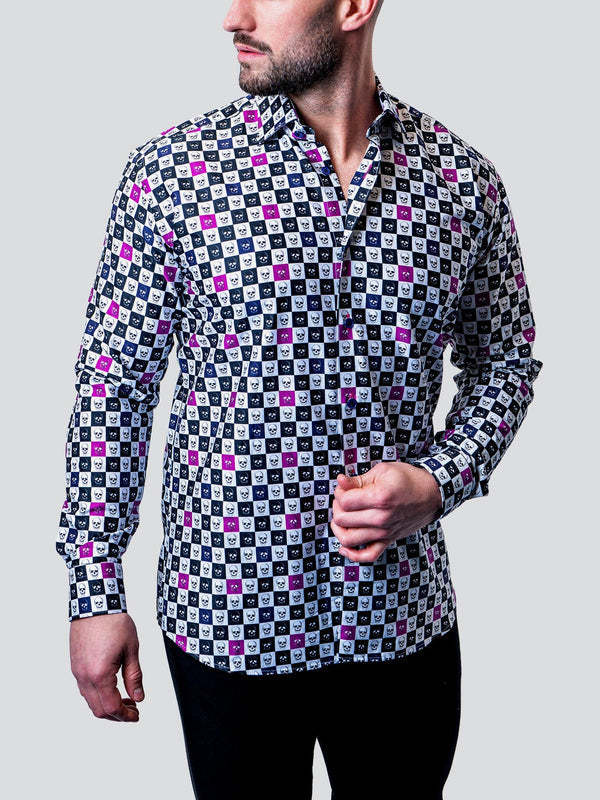 Maceoo Stretch Shirt | Fibonacci Skull Square Multi