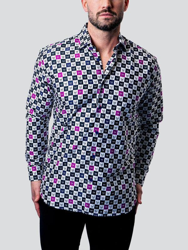 Maceoo Stretch Shirt | Fibonacci Skull Square Multi