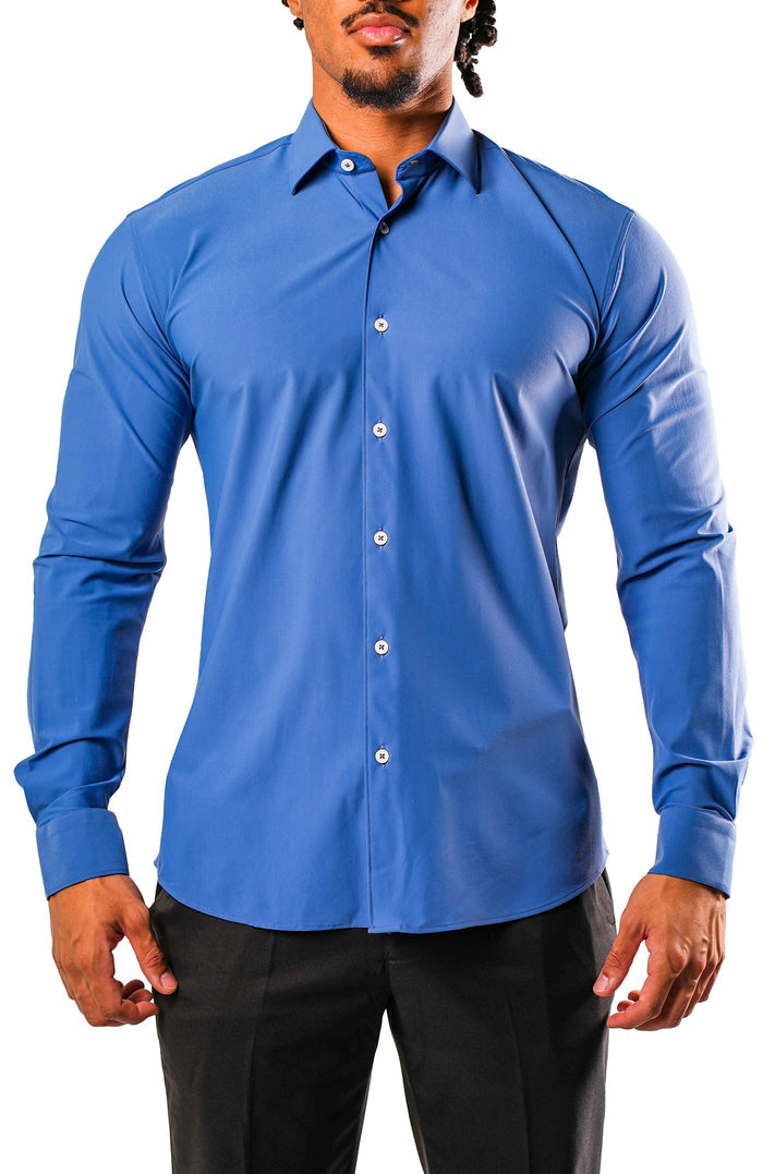 Maceoo Shirt | Fibonacci Stretcheuroyale Blue