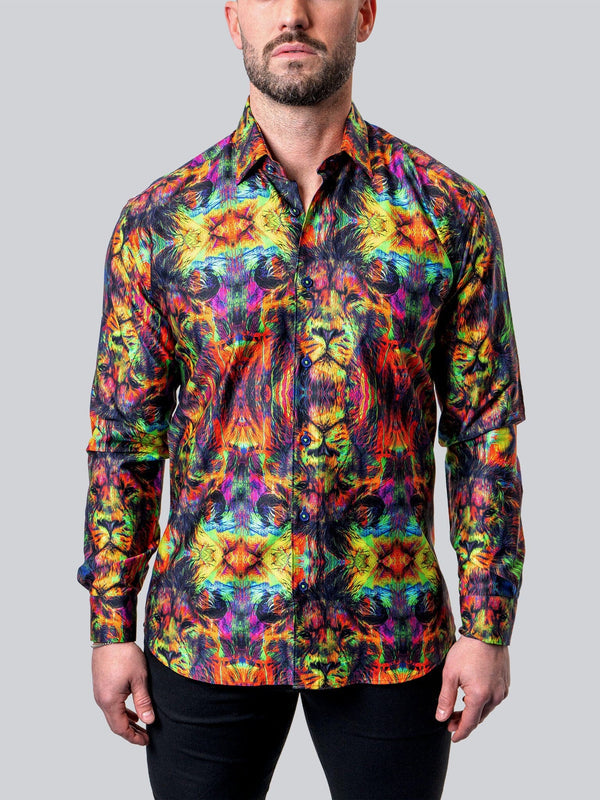 Maceoo Stretch Shirt | Fibonacci Trippy Lion Multi