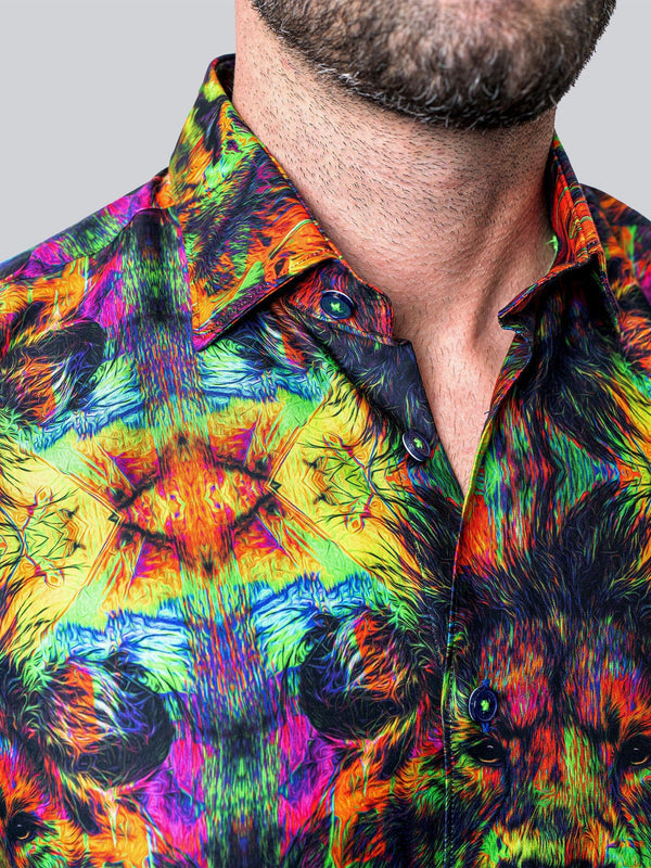 Maceoo Stretch Shirt | Fibonacci Trippy Lion Multi