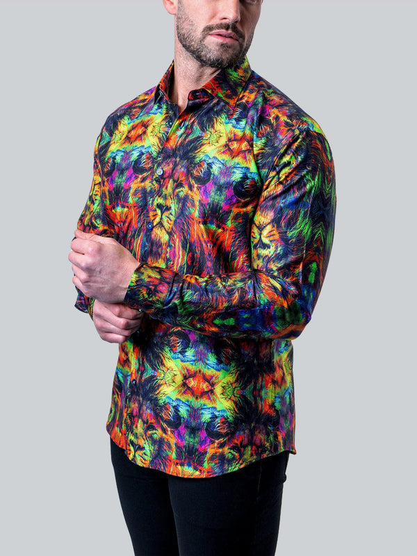 Maceoo Stretch Shirt | Fibonacci Trippy Lion Multi