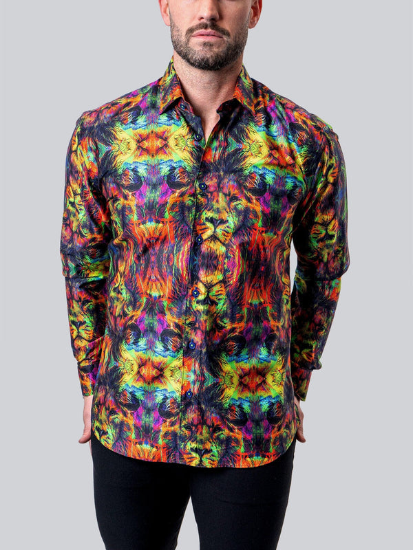 Maceoo Stretch Shirt | Fibonacci Trippy Lion Multi