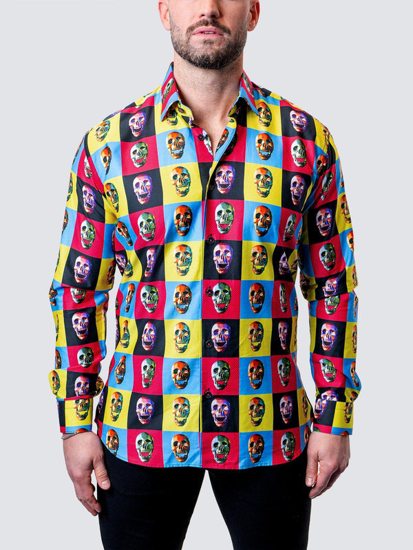 Maceoo Stretch Shirt | Fibonacci Worhol Skull Multi