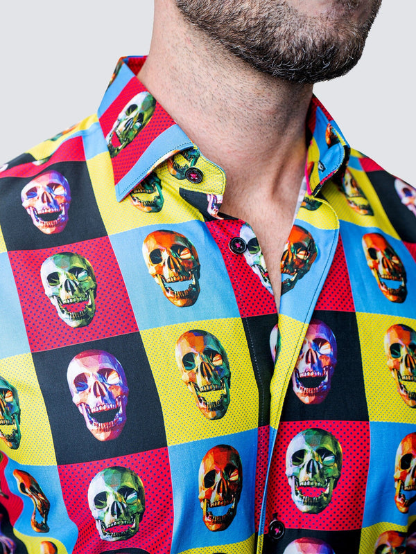 Maceoo Stretch Shirt | Fibonacci Worhol Skull Multi