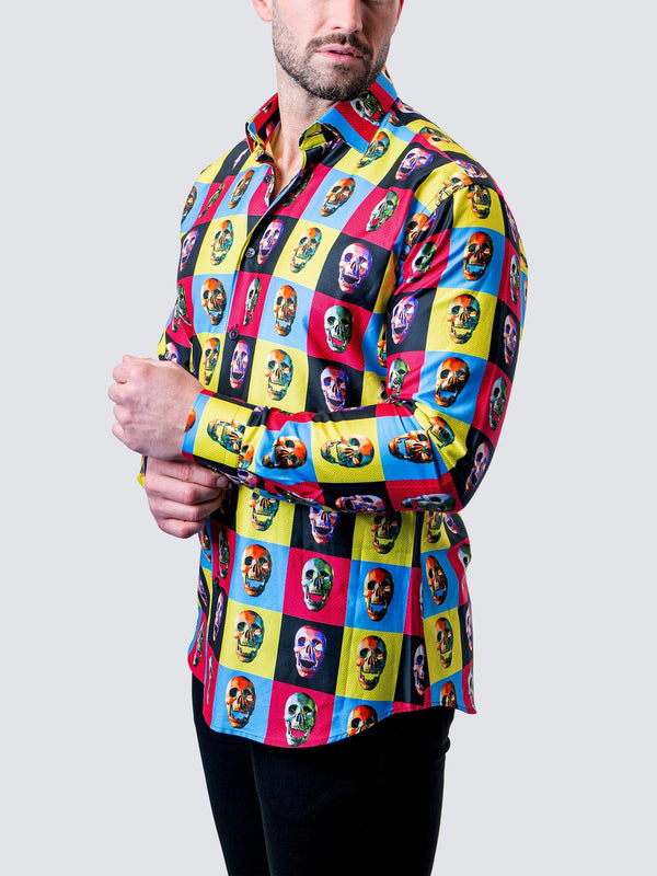 Maceoo Stretch Shirt | Fibonacci Worhol Skull Multi