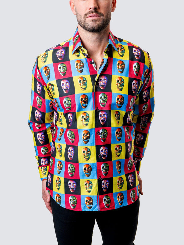 Maceoo Stretch Shirt | Fibonacci Worhol Skull Multi