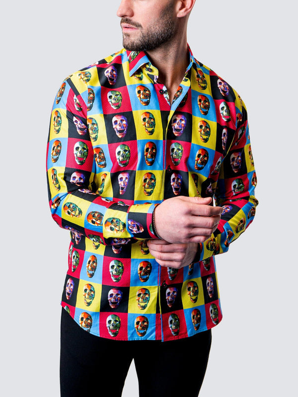 Maceoo Stretch Shirt | Fibonacci Worhol Skull Multi