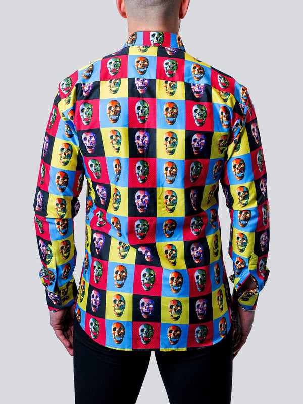 Maceoo Stretch Shirt | Fibonacci Worhol Skull Multi