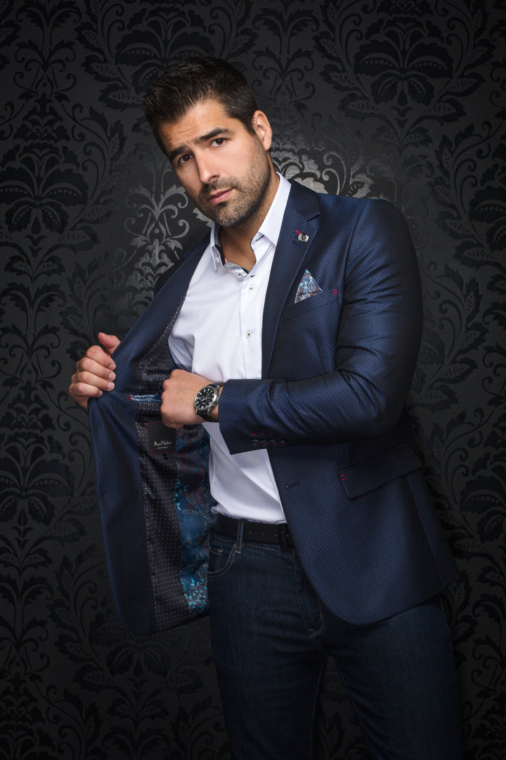 Au Noir Stretch Blazer | Giancarlo Dark Blue