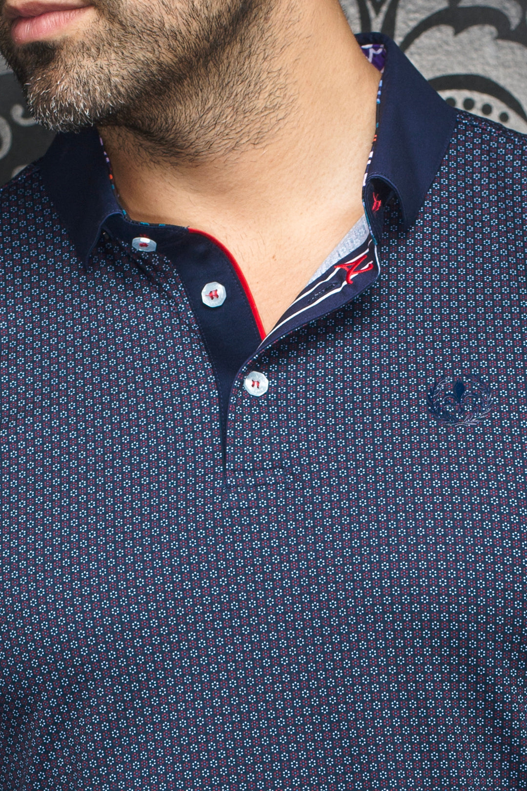 Au Noir Stretch Polos | Goldoni Navy Red