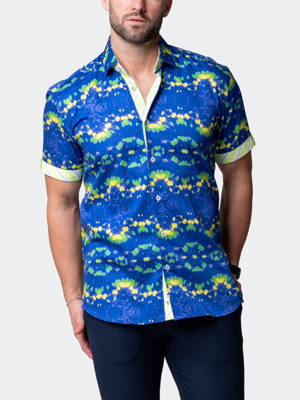 Maceoo Stretch Short-Sleeve Shirt | Galileo DyeGreen Blue