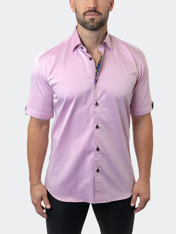 Maceoo Stretch Short Sleeve Shirt | Galileo Fleur Rose Pink