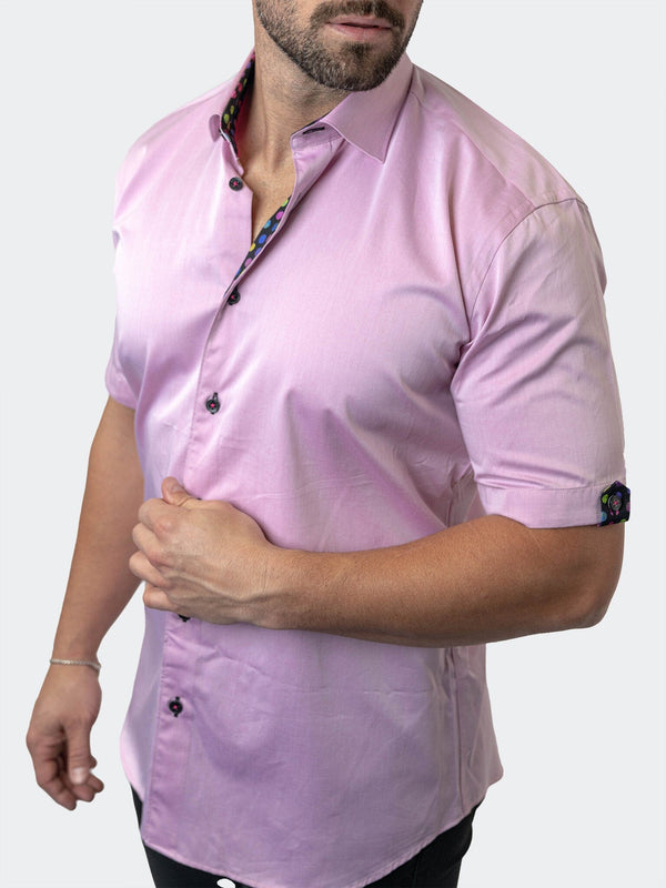 Maceoo Stretch Short Sleeve Shirt | Galileo Fleur Rose Pink