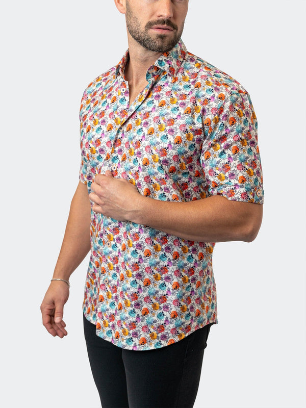 Maceoo Stretch Short-Sleeve Shirt | Galileo FloralSkull 12 White