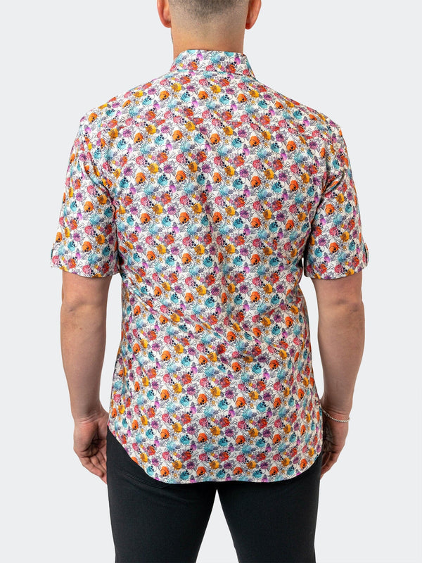 Maceoo Stretch Short-Sleeve Shirt | Galileo FloralSkull 12 White