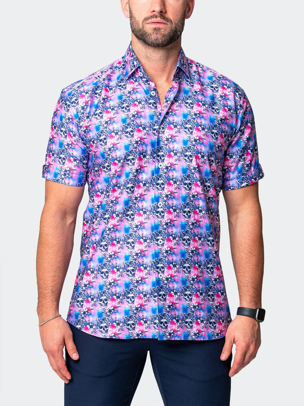 Maceoo Stretch Short-Sleeve Shirt | Galileo FlowerSkull Pink