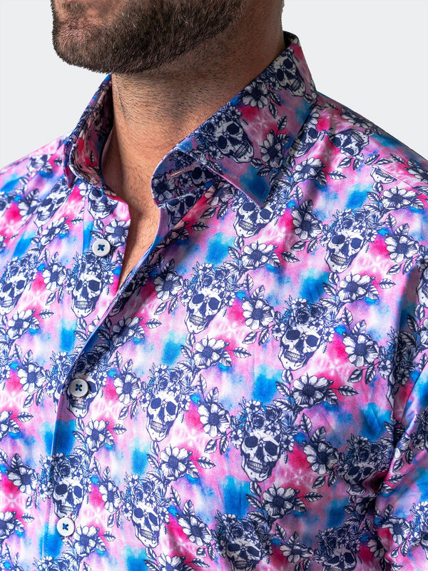 Maceoo Stretch Short-Sleeve Shirt | Galileo FlowerSkull Pink