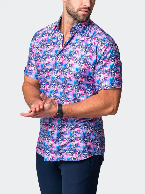 Maceoo Stretch Short-Sleeve Shirt | Galileo FlowerSkull Pink